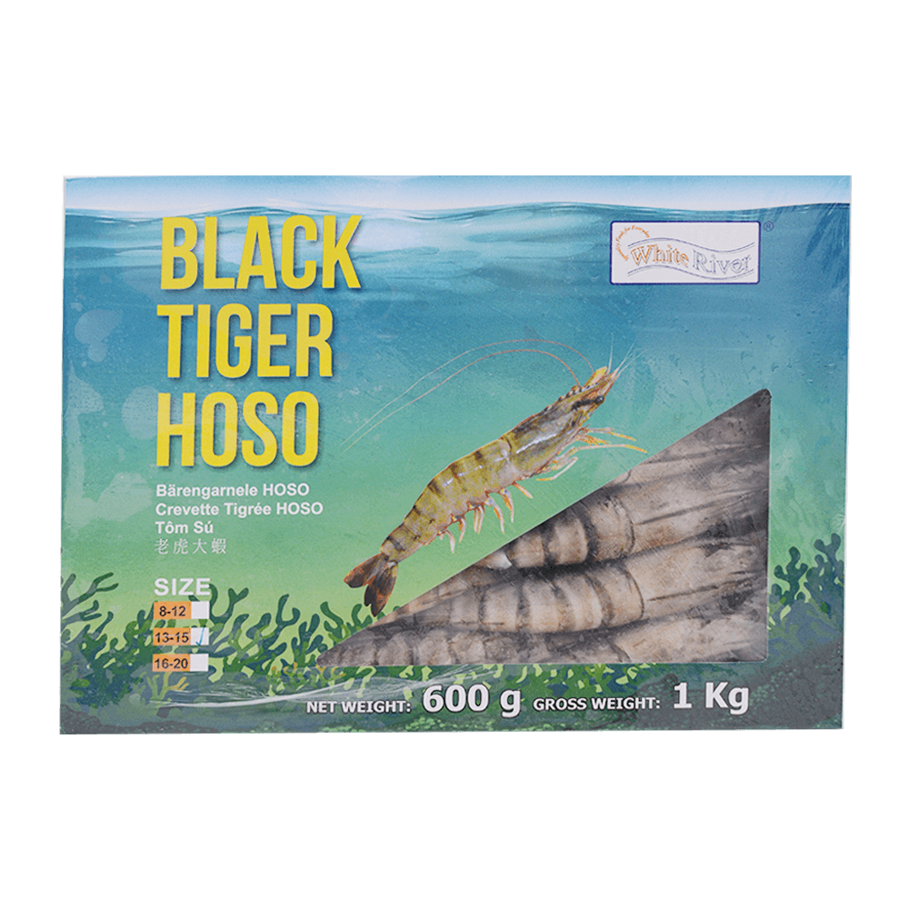 KIM SON Black Tiger Prawn HOSO 13/15 600g (1kg GW) (Frozen)
